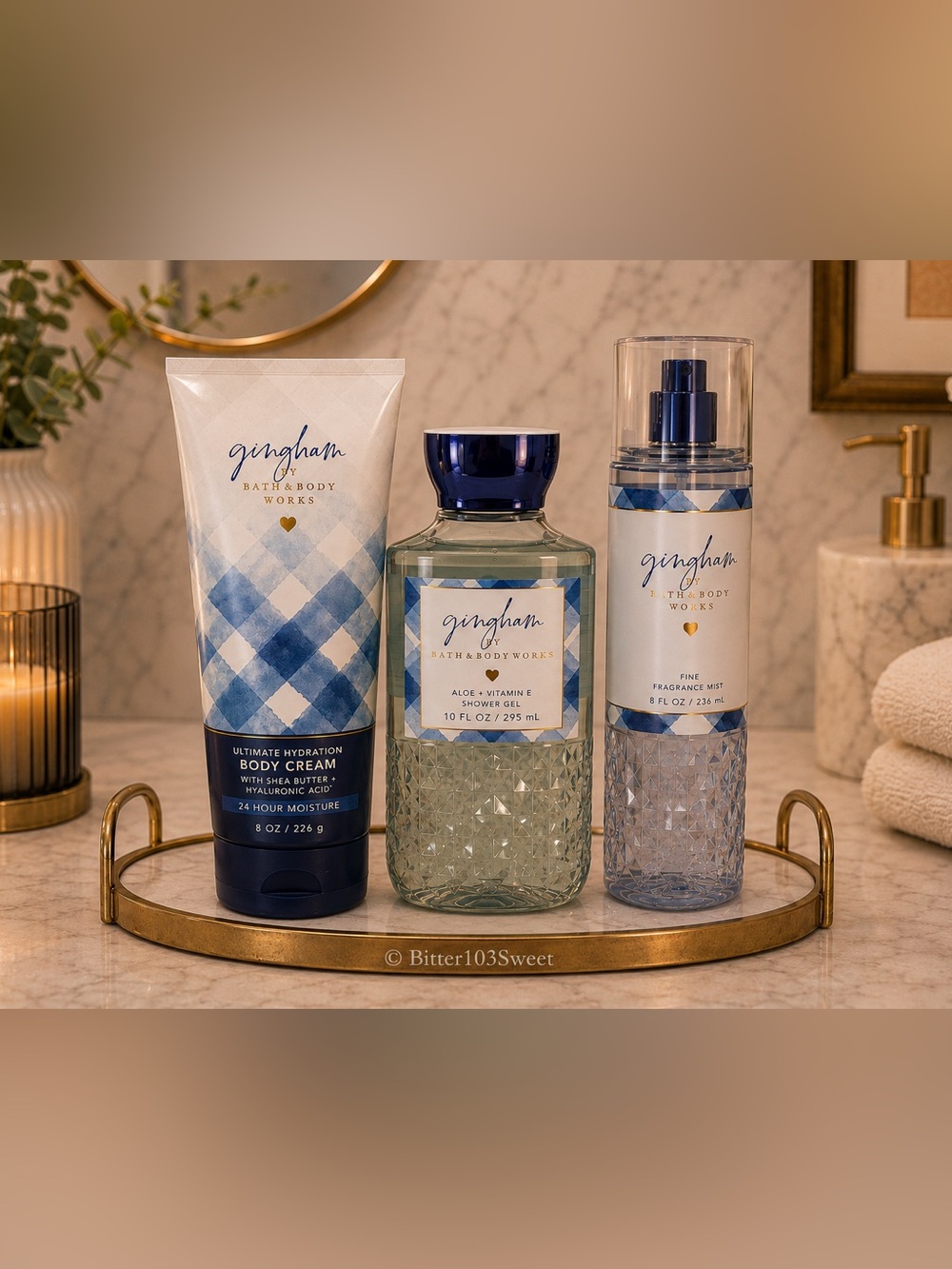 Bath & Body Works 3Pc Gingham Bundle With Pouch